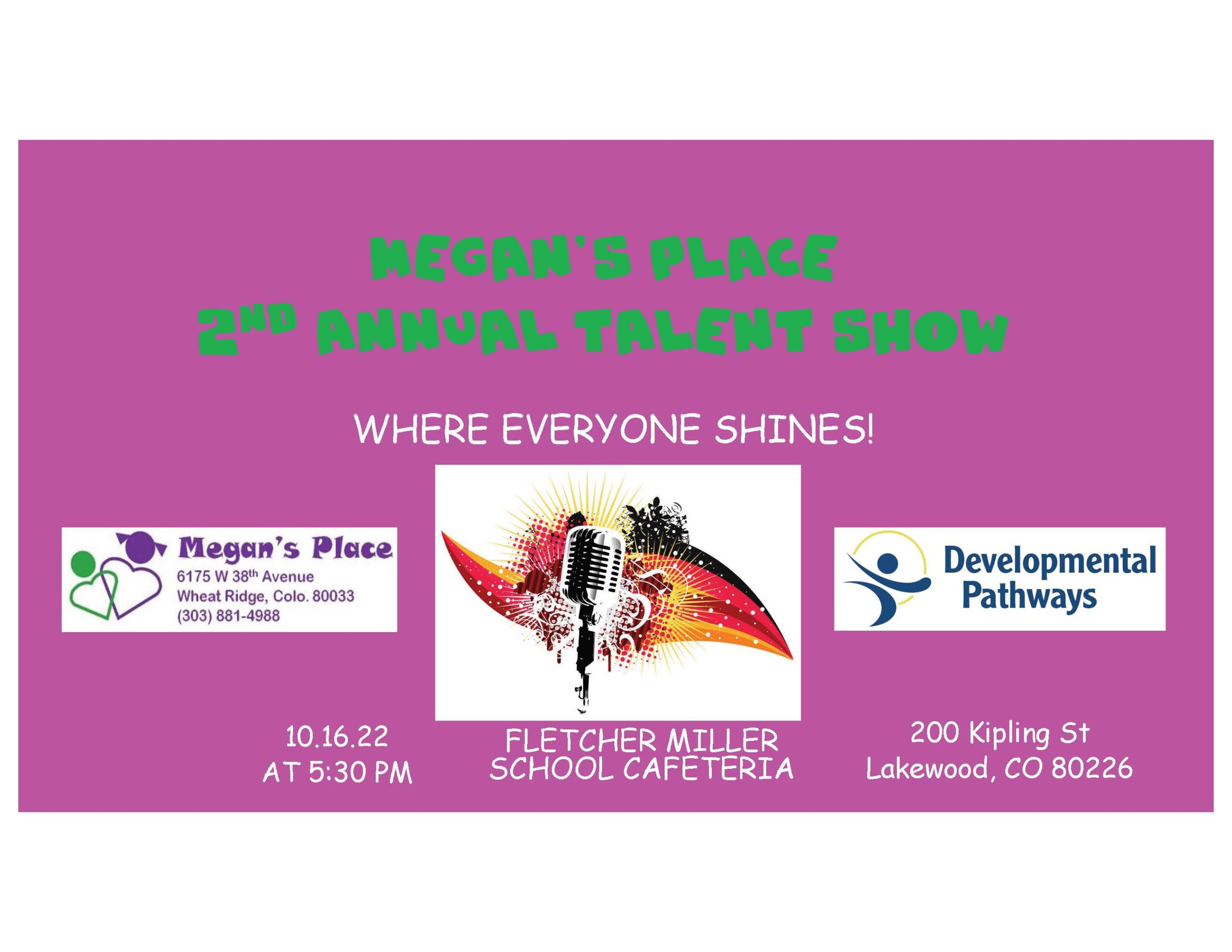 Megan's Place talent show flyer