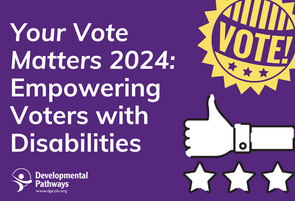 Your Vote Matters 2024: Empowering Voters with Disabilities. DP logo.