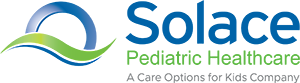 Blue and green Solace Pediatric Healthcare logo