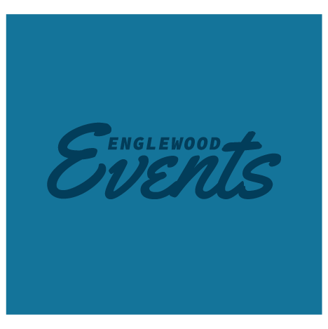 Two-tone blue Englewood Events logo