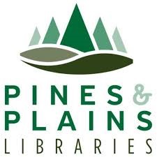 Green "Pines and Plains Libraries" logo