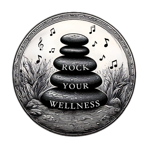 Black and white Rock Your Wellness logo